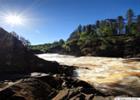 Clear blue sky over the river